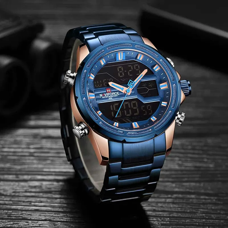 Naviforce NF9138 Dual-time Blue Dial Men's Watch
